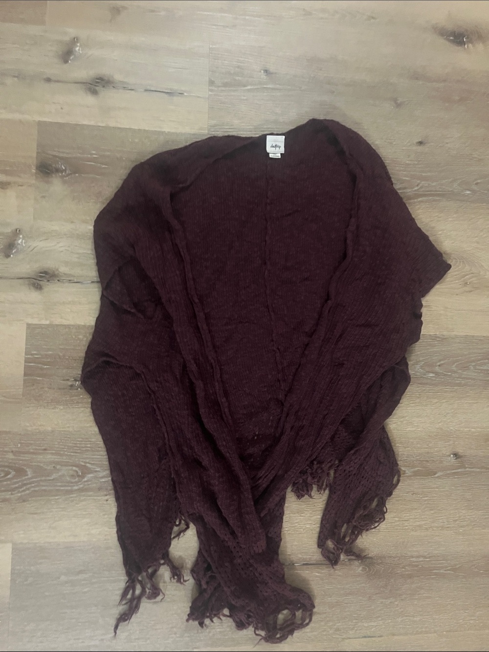 Daytrip Fringe Open-Front Knit Poncho in Burgundy